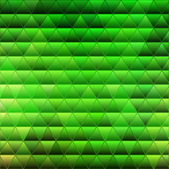 abstract vector stained-glass triangle mosaic background - bright green