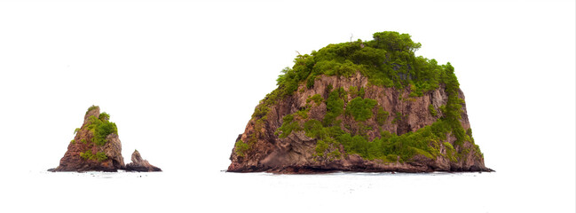 island, forested islet isolated on white background