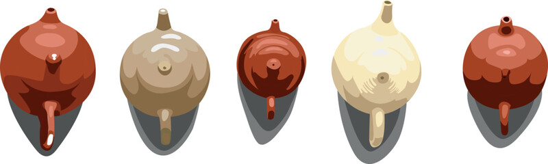 Set of clay teapots for brewing of the tea