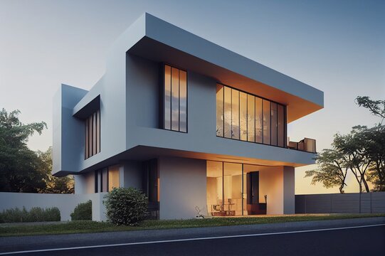 3d Beautiful Residential House Render