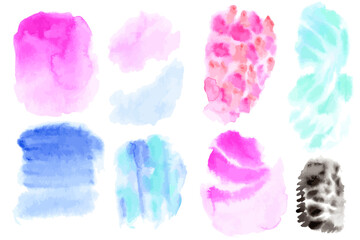 set of watercolor stains on white background vector
