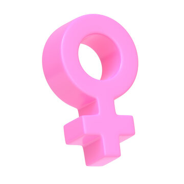 Pink woman symbol isolated on white background. 3D icon, sign and symbol. Cartoon minimal style. 3D Rendering Illustration