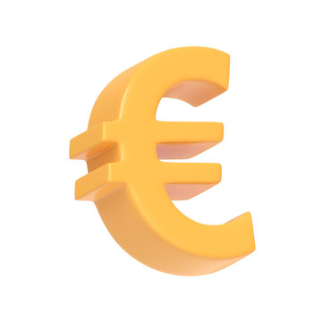 Euro sign isolated on white background. 3D icon, sign and symbol. Cartoon minimal style. 3D Rendering Illustration