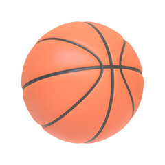 Basketball ball isolated on white background. 3D icon, sign and symbol. Cartoon minimal style. 3D Rendering Illustration
