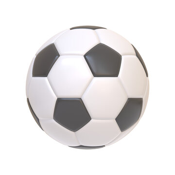 Soccer ball isolated on white background. 3D icon, sign and symbol. Cartoon minimal style. 3D Rendering Illustration