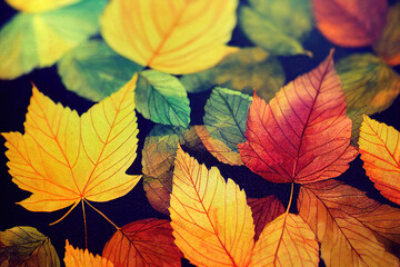 Obraz premium Beautiful Autumn Leaves Backgrounds - Aquarel Illustration