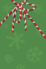 Ilustración de fondo verde navideños con cinta de color rojo y blanco, para tarjeta navideña, imprimir, usar como fondo de diseño, para regalo de fin de año.