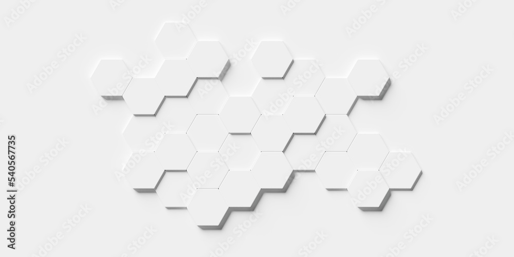 Wall mural modern minimal white offset shifted and beveled honeycomb hexagon geometrical pattern island on whit