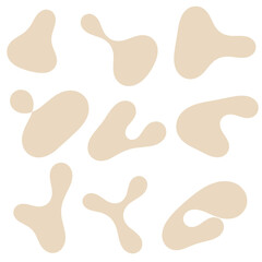 Organic purple blobs irregular shape. Abstract fluid shapes vector set, simple water forms, pastel color.