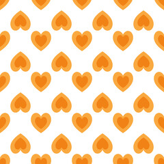 Orange seamless pattern with hearts. Colorful pattern for background - valentines day or love.