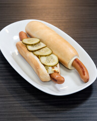 hot dog with mustard