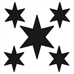 Vector, Image of Assemblage of Stars Hexagon Silhouette, black and white on a transparent background

