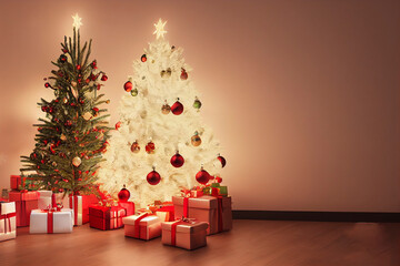 Happy Holiday, A beautiful living room decorated for Christmas.