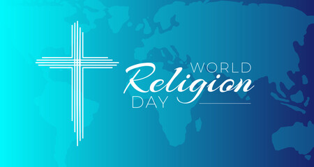 World Religion Day  Background Illustration with Christian Cross