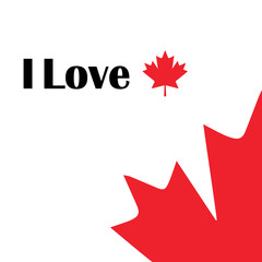 Vector illustration. Red maple leaf. I love Canada. Canada Day.