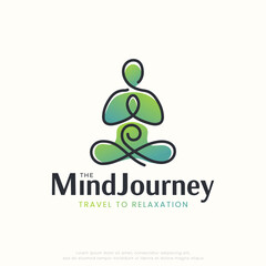 Abstract linear yoga person logo design