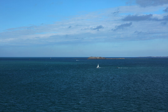 Pelee Island Fort In Cherbourg Harbour, Normandy, France