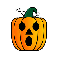 Pumpkin illustration with face for Halloween theme. Vector illustration
