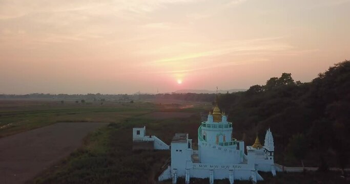 Aerial view of the Pyi Lone San Dat Paung Su Pagoda at sunset, Amarapura, Myanmar