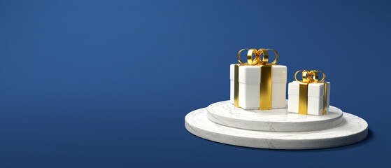 Gift boxes on a podium - 3D
