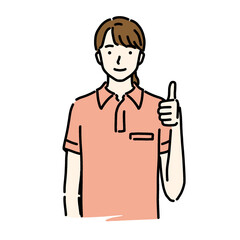 good jobポーズをする女性ヘルパー　カラー