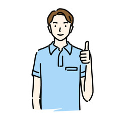 good jobポーズをする男性ヘルパー　カラー
