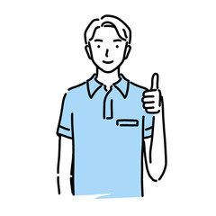good jobポーズをする男性ヘルパー　一色