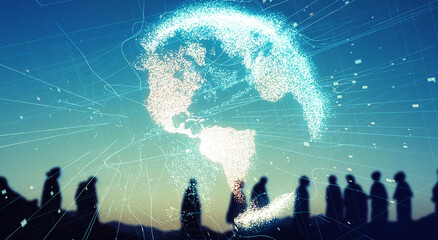Group of people and global network concept. - obrazy, fototapety, plakaty