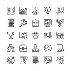 Business consulting line icons. Outline symbols. Vector line icons set