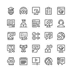 Fototapeta na wymiar Digital learning line icons. Outline symbols. Vector line icons set