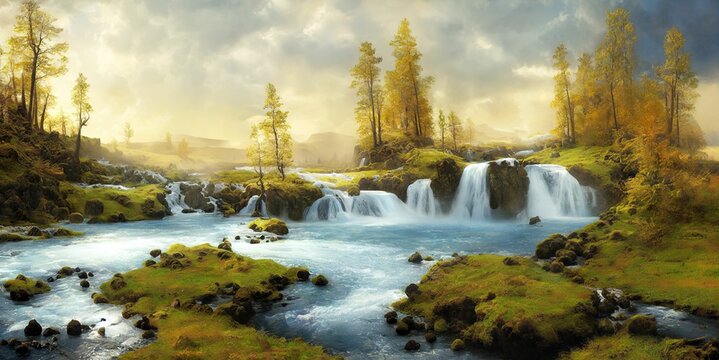 Winter landscape illustration digital art background fantasy wallpaper 
environment nature concept cold snow weather wilderness
