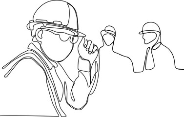 construction manager and engineer working on building site. Vector illustration