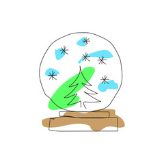 souvenir ball tree. Glass snow globe. Retro vintage. Vector illustration. stock image. 