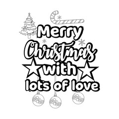 Merry Christmas Coloring page. Christmas line art coloring page design for kids.