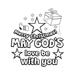 Merry Christmas Coloring page. Christmas line art coloring page design for kids.