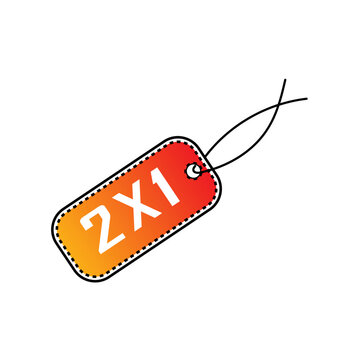 Tag 2x1 red. Special offer symbol. Sale offer price sign. Discount promotion. Vector illustration. stock image. 