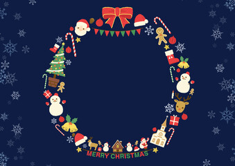 CHRISTMAS wreath icon background digitally drawn illustration クリスマス リース アイコン 背景 デジタル 手描き風イラスト