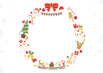 CHRISTMAS wreath icon background digitally drawn illustration クリスマス リース アイコン 背景 デジタル 手描き風イラスト