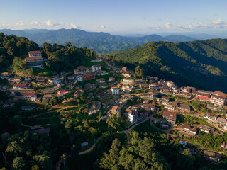 Fototapeta premium Ban pha hee village locate at the cliff, northern Thai village for traveler on vacation, Chiang rai, Thailand