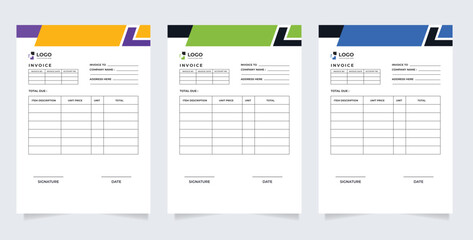Invoice minimal design template. Bill form business invoice