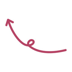 くるんと曲がった手描き矢印のイラスト