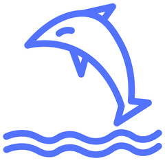 Obraz premium dolphin fish sea water line icon