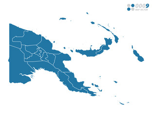 Vector blue of map Papua New Guinea. - obrazy, fototapety, plakaty