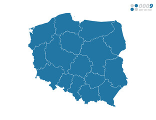 Vector blue of map Poland.