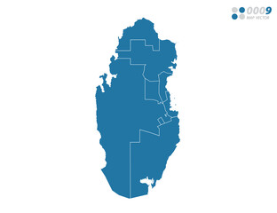 Vector blue of map Qatar.