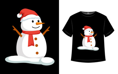 T shirt design, snowman christmas character
