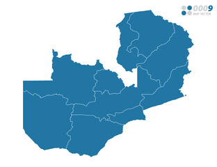 Vector blue of map Zambia.