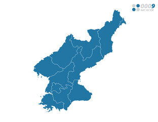 Vector blue of map North Korea.