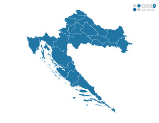 Vector blue of map Croatia.