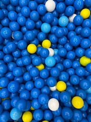 background of colorful balls. Top view many color ball pool at child playground. 